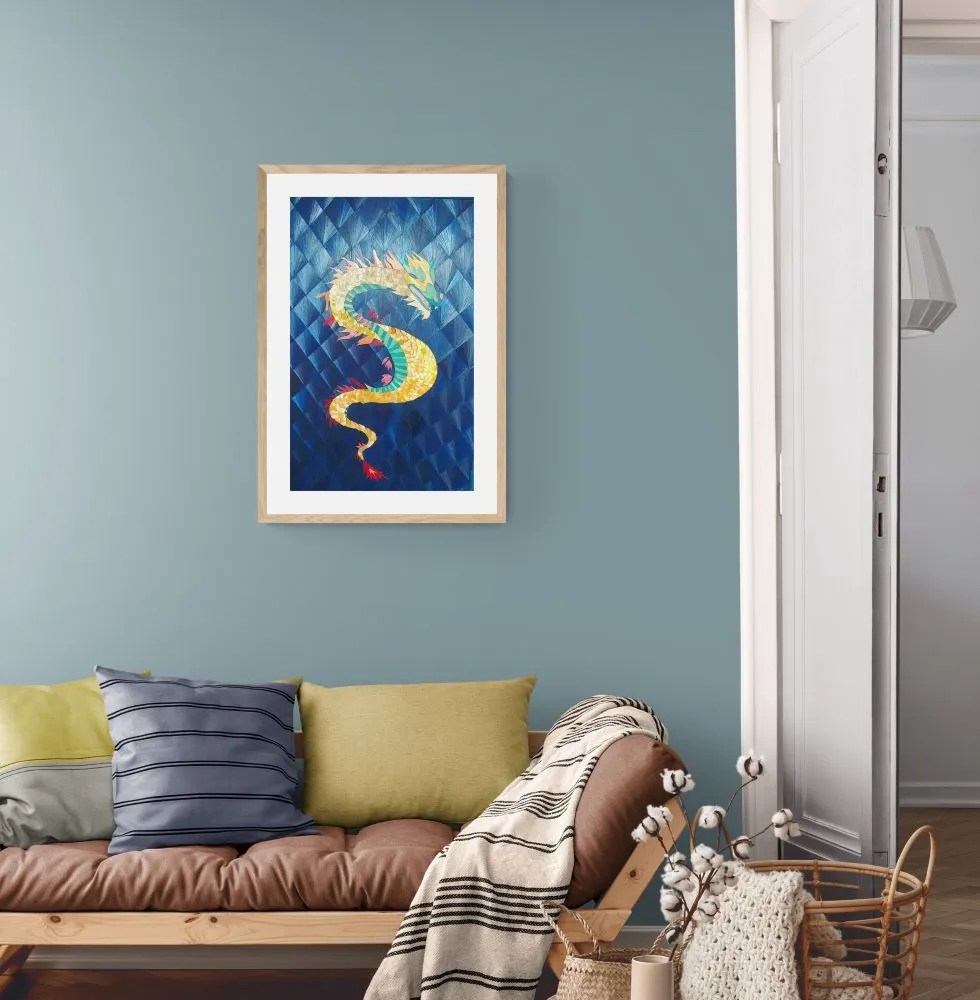 Présentation d'un tableau œuvre d'art dans un salon