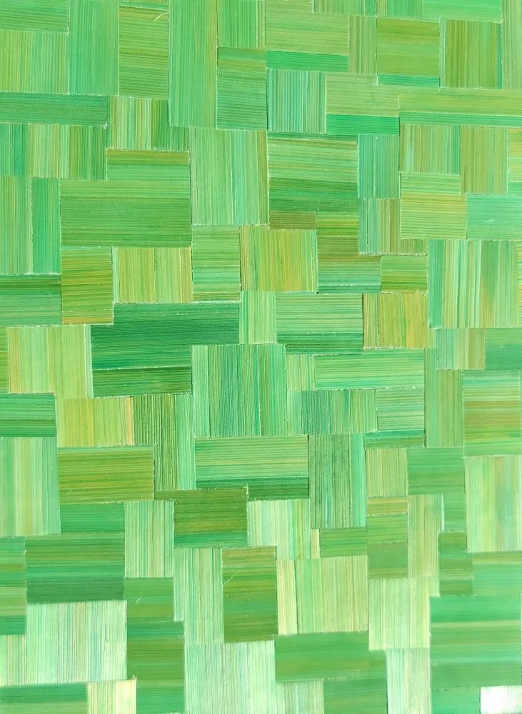 Détail du graphisme avec rectangles et carrés verts imbriqués