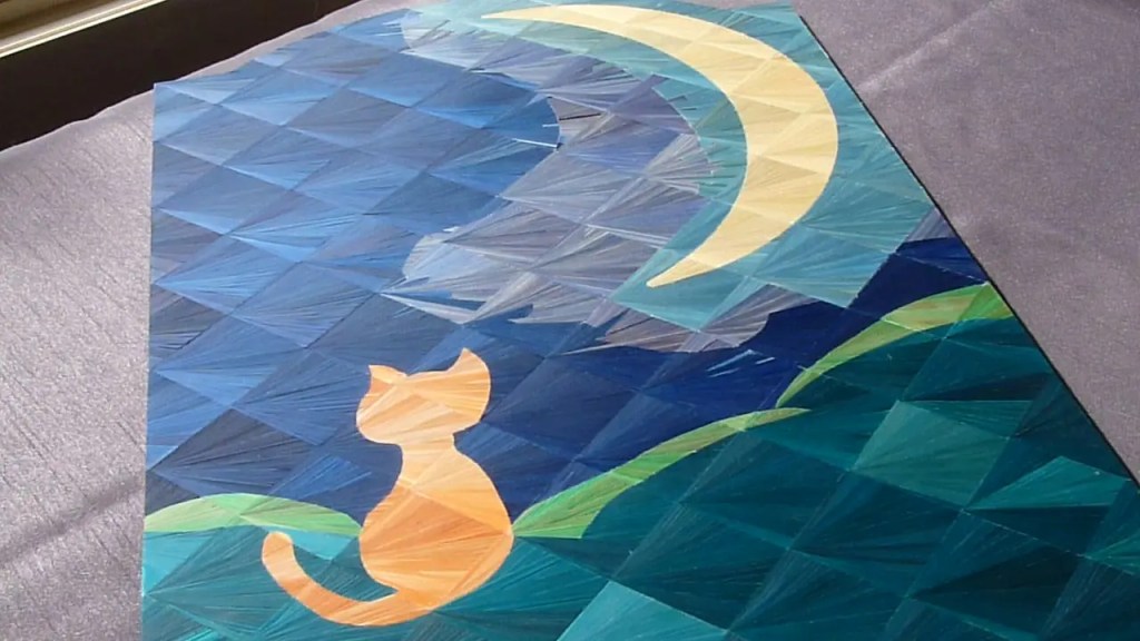 placage de rubans de paille sur un tableau avec des motifs en fleurs de diamants