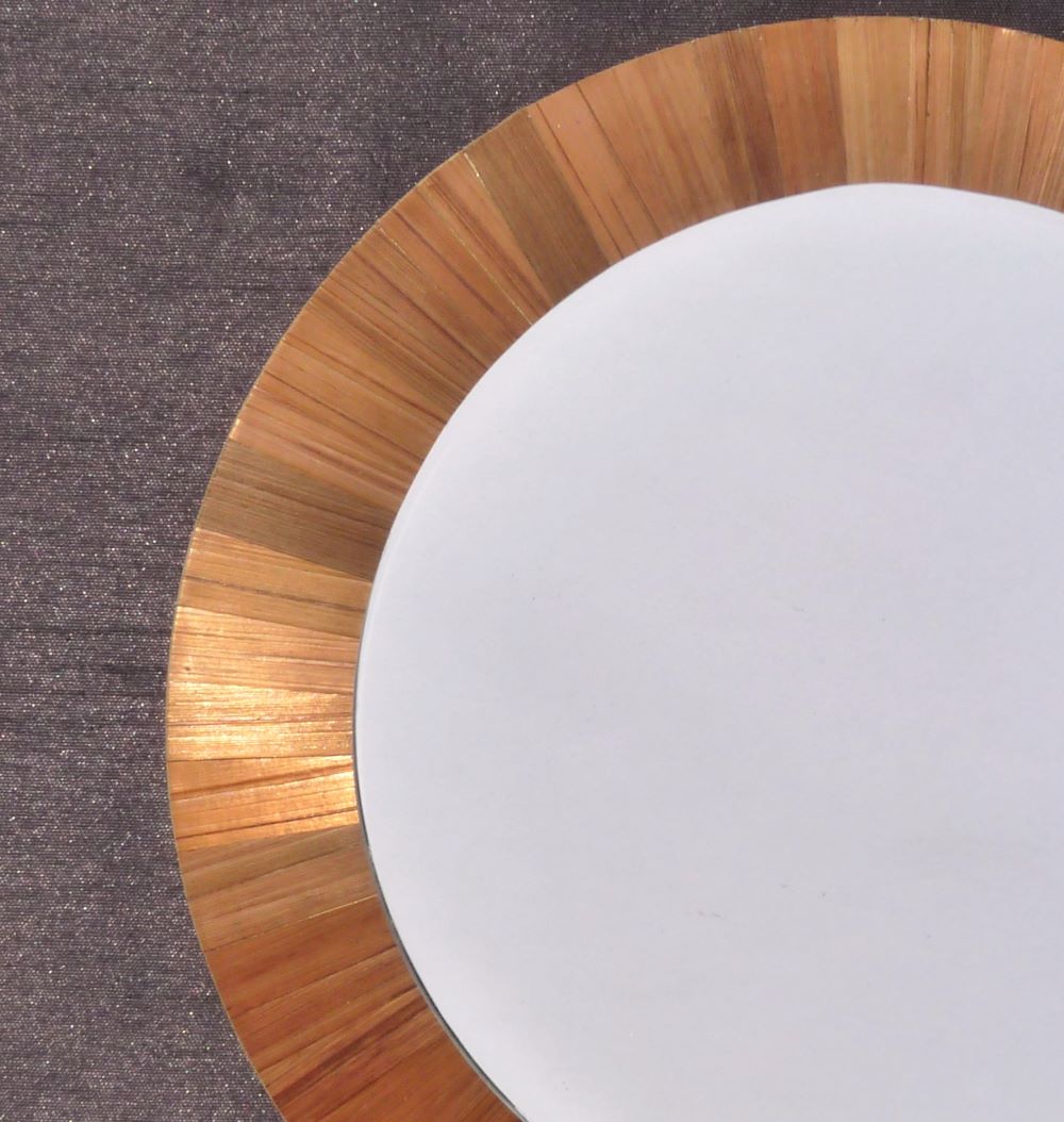 Miroir décoré en marqueterie de paille cuivre