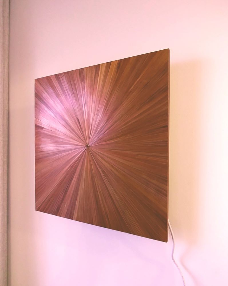 applique murale cuivre foncé en marqueterie de paille - artisanat d'art - rare