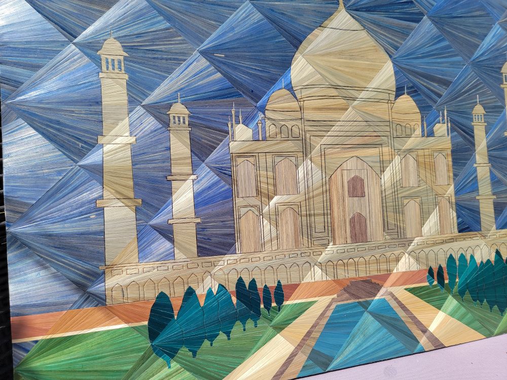 Tableau du Taj Mahal en marqueterie - straw marquetry