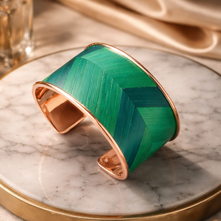 Bracelet cuivre et vert - marqueterie