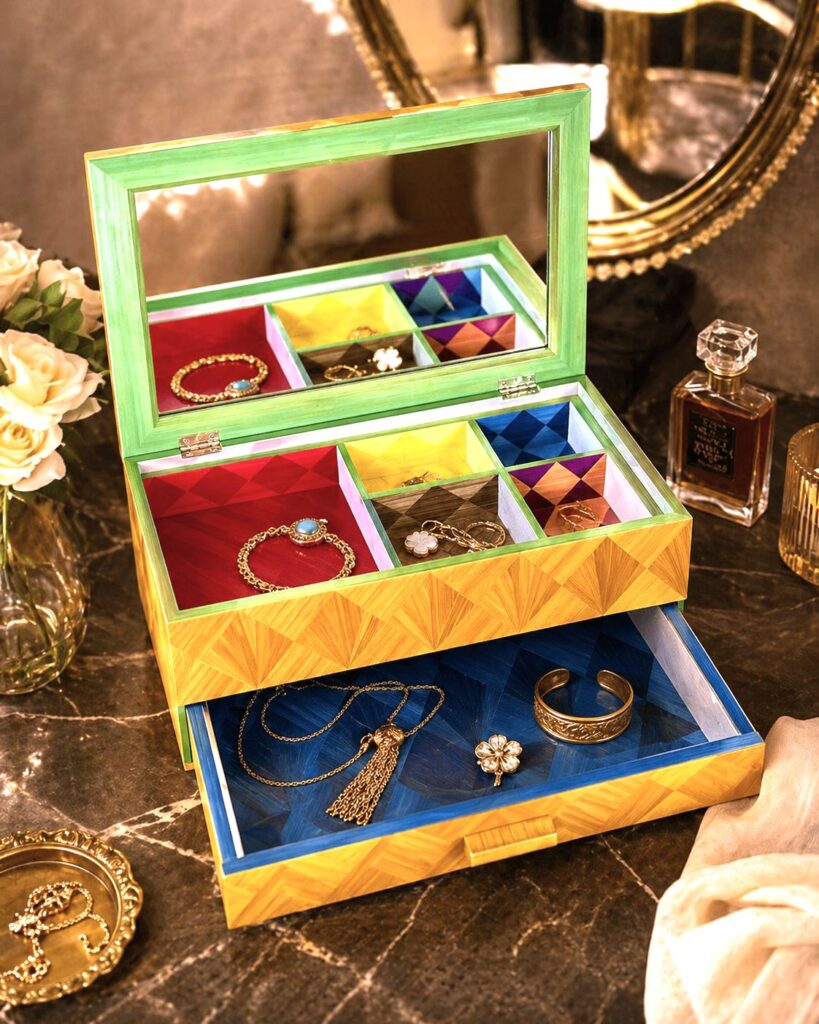 maqueterie de paille - boite à bijoux