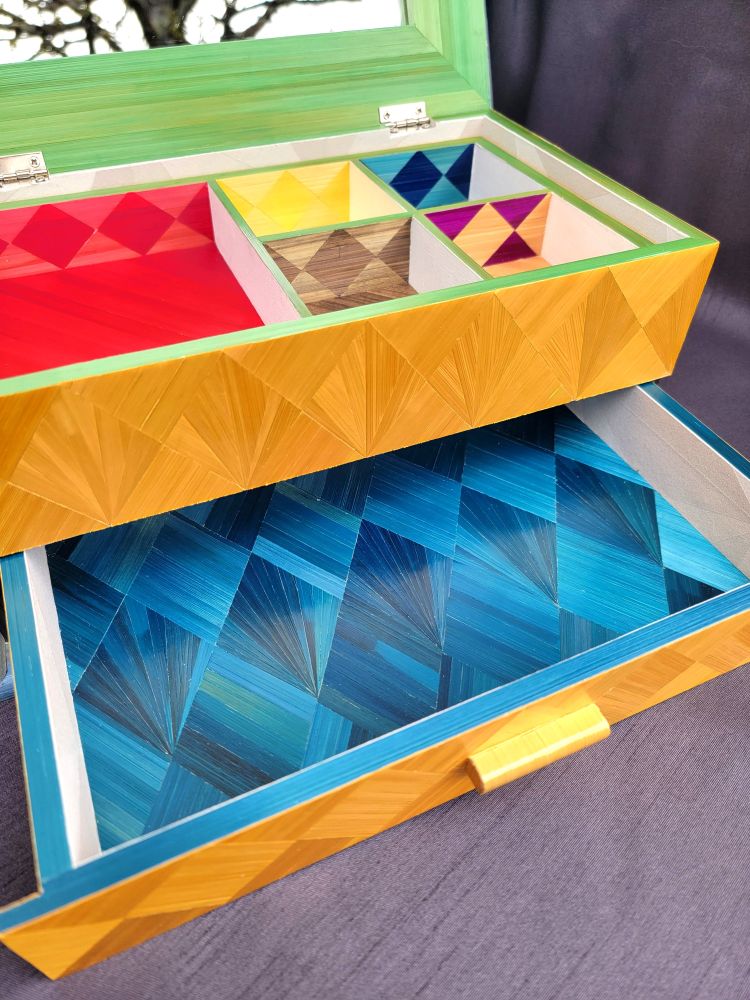 maqueterie de paille - boite à bijoux