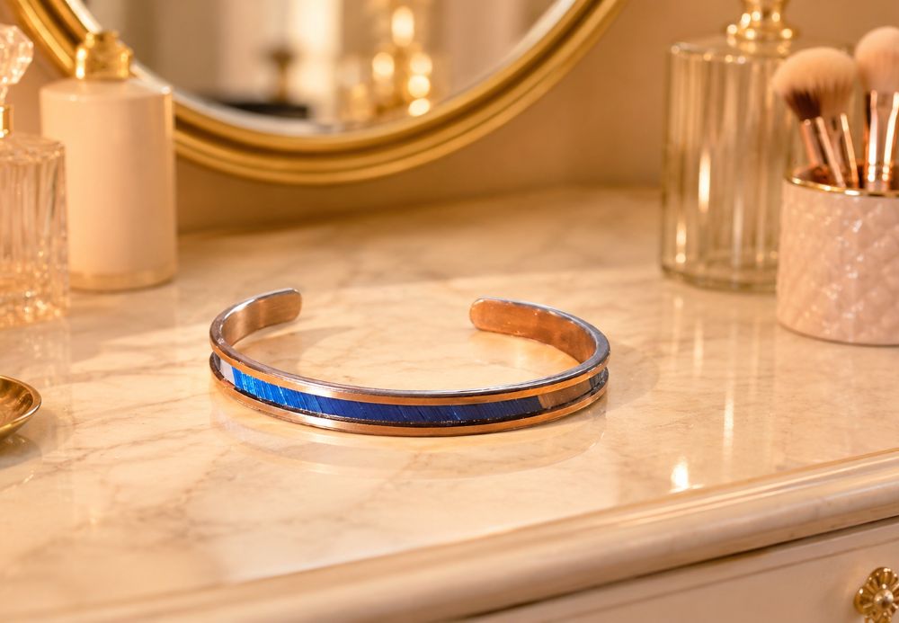Bracelet en marqueterie de paille unique