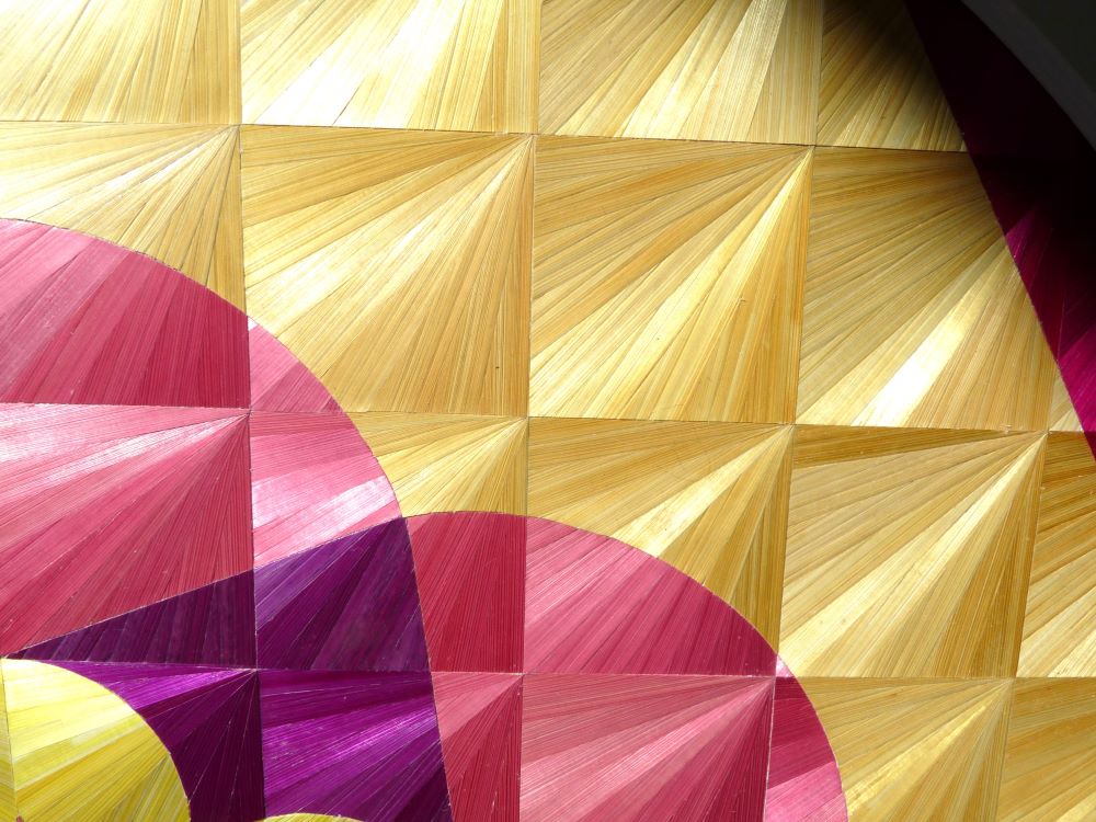 mandala - fleur de diamant - marqueterie de paille