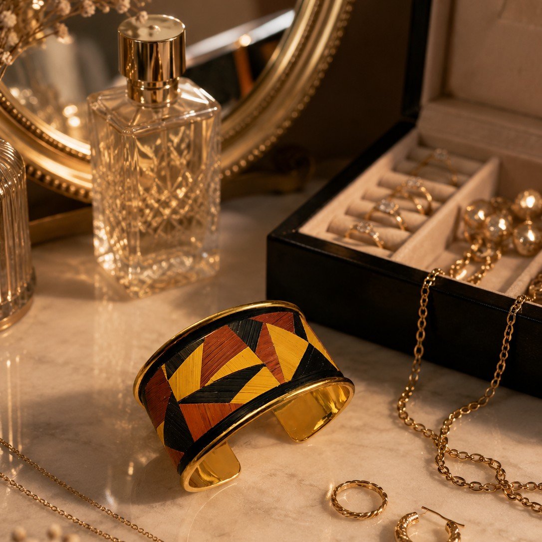 Bracelet automne - pièce unique en marqueterie