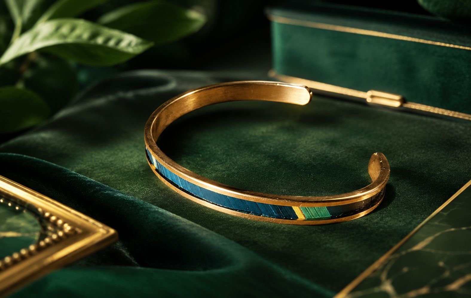 Bracelet vert eau et jaune